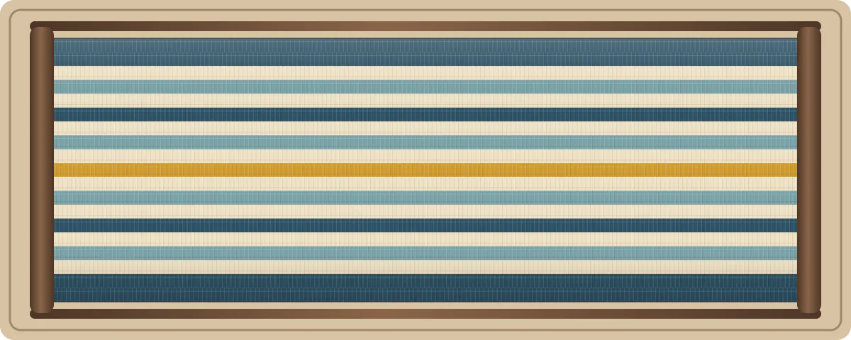 Coastal Marker free plain-weave inkle loom pattern with 19 warp threads in Coastal navy, Sea glass blue, Shell cream, Saffron