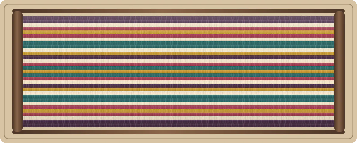 Jewel Lane free plain-weave inkle loom pattern with 31 warp threads in Dark plum, Muted ruby, Deep teal, Antique gold, Soft cream