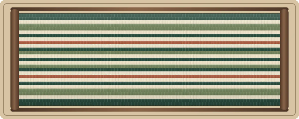 Moss Window free plain-weave inkle loom pattern with 27 warp threads in Deep pine, Soft moss, Unbleached oat, Clay marker